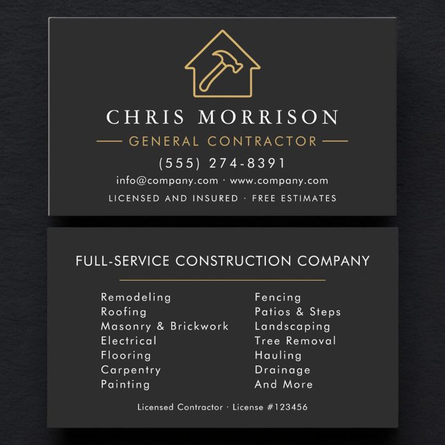 Carte De Visite Professional General Contractor  (Créateur téléchargé)