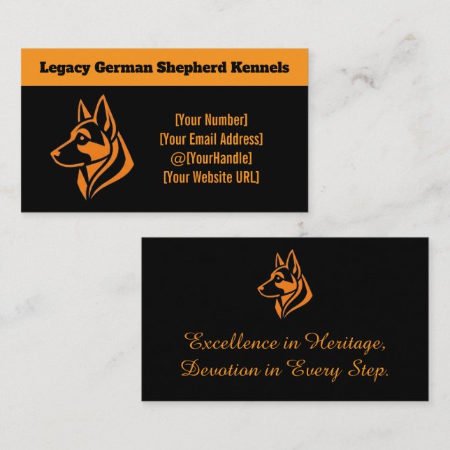 Carte De Visite Professional German Shepherd Kennel Business Card  (Devant / Derrière)