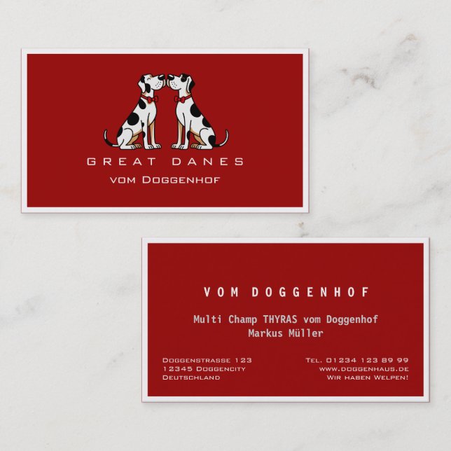 Carte De Visite Professional Great Dane (Devant / Derrière)