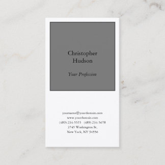 Carte De Visite Professional Grey & White Plain Premium Silk