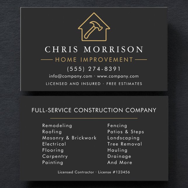 Carte De Visite Professional Home Improvement Construction (Créateur téléchargé)