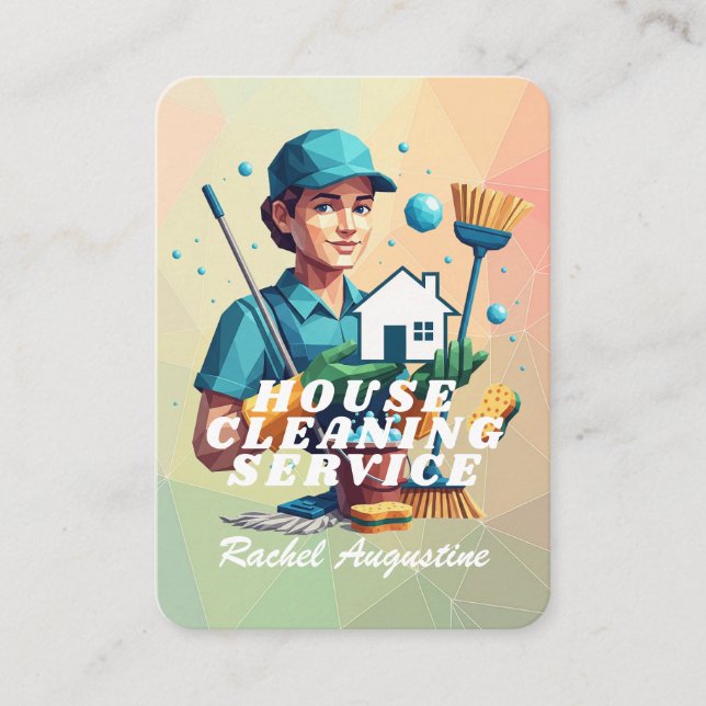 Carte De Visite Professional House Cleaning Service Housekeeping (Devant)