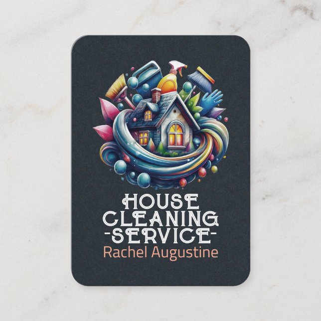 Carte De Visite Professional House Cleaning Service Housekeeping (Devant)