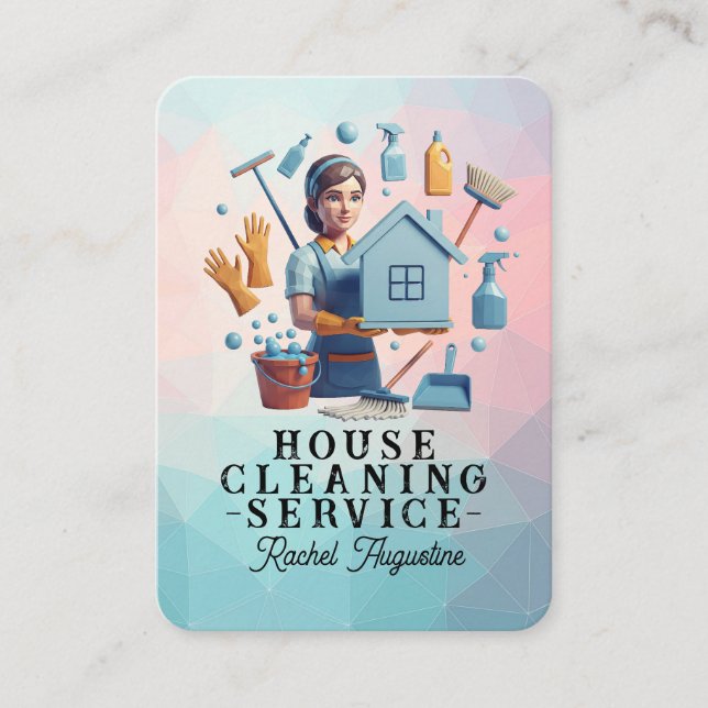 Carte De Visite Professional House Cleaning Service Housekeeping (Devant)