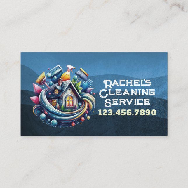 Carte De Visite Professional House Cleaning Service Housekeeping (Devant)