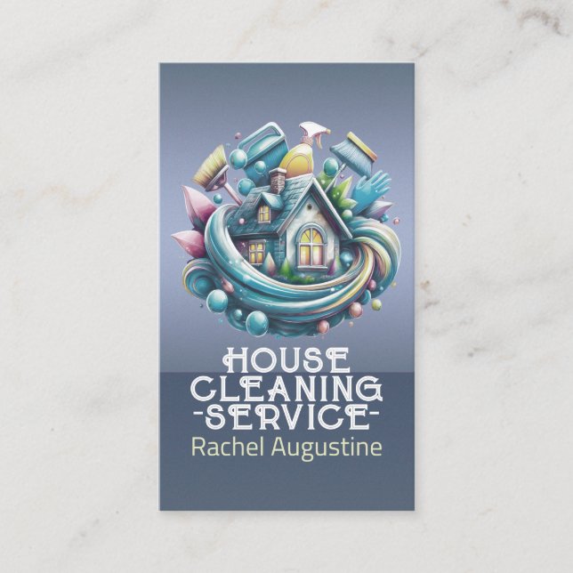 Carte De Visite Professional House Cleaning Service Housekeeping (Devant)