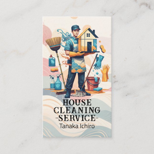 Carte De Visite Professional House Cleaning Service Housekeeping (Devant)
