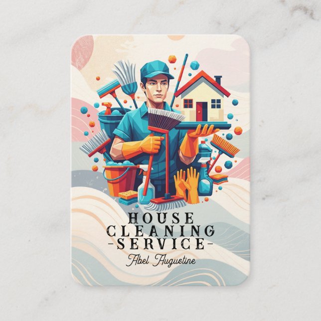 Carte De Visite Professional House Cleaning Service Housekeeping (Devant)
