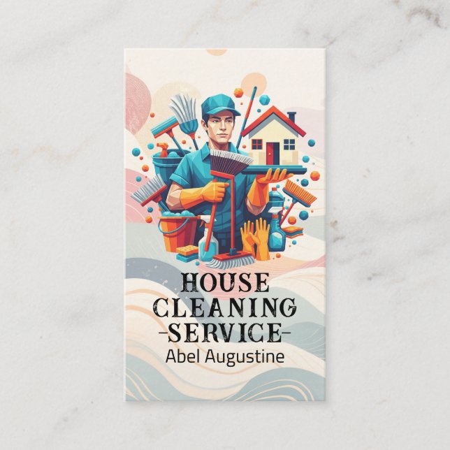 Carte De Visite Professional House Cleaning Service Housekeeping (Devant)