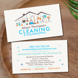 Carte De Visite Professional House Cleaning Services Business Card