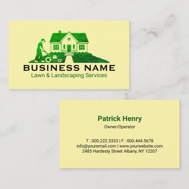 Carte De Visite Professional Landscaping Green Home (Devant / Derrière)