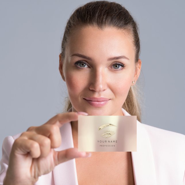 Carte De Visite Professional Lashes Brows Makeup Logo Gold Rose Bu (Professional Lashes Brows Makeup Logo Gold Rose Bu Business Card)
