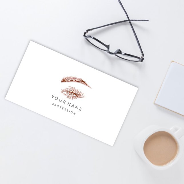 Carte De Visite Professional Lashes Brows Makeup Logo Rose  (Créateur téléchargé)