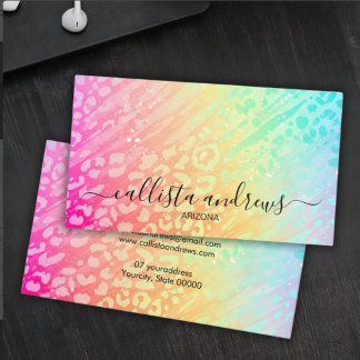 Carte De Visite Professional Leopard Glitter Add Your Name