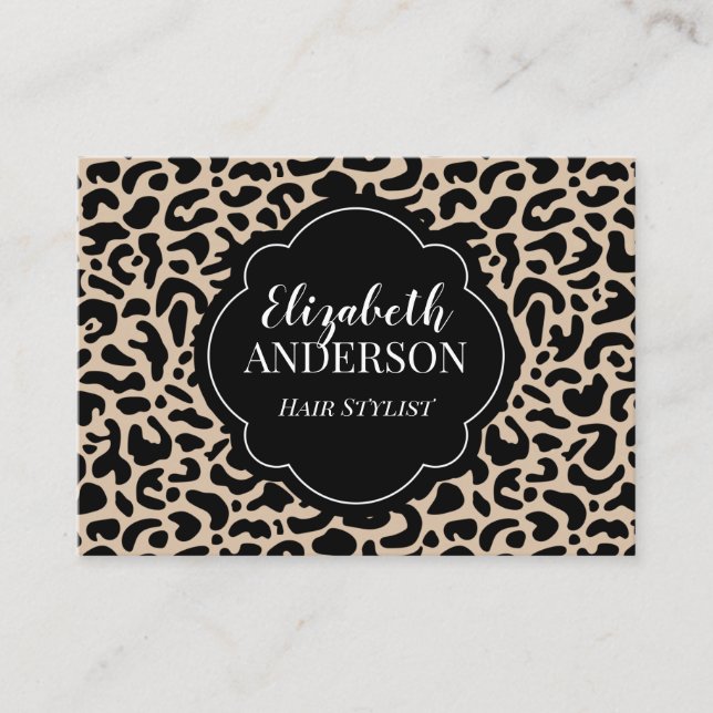 Carte De Visite Professional Leopard Print Hair Stylist (Devant)