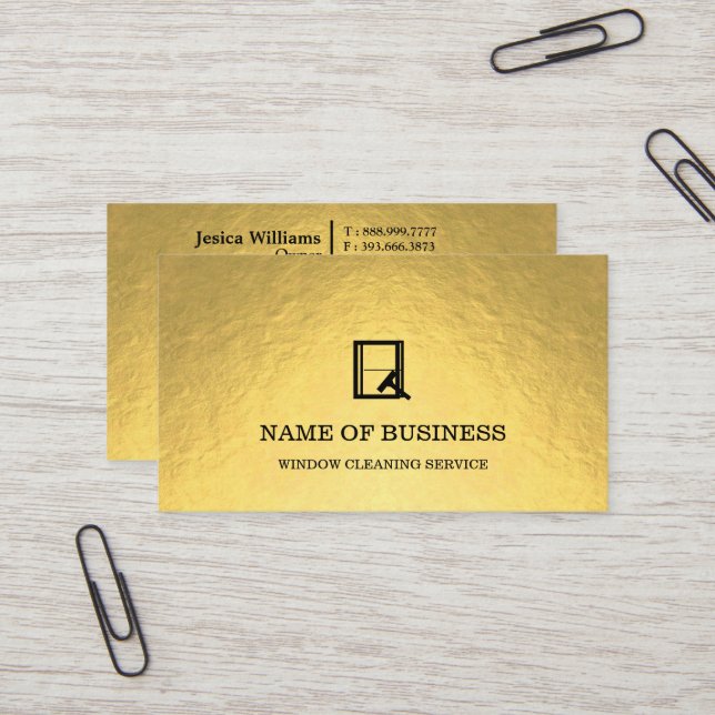 Carte De Visite Professional Logo Window Cleaning Service  (Devant/Arrière en situation)
