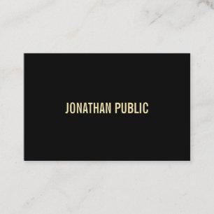 Carte De Visite Professional Modern Black Gold Texte Élégant Luxe