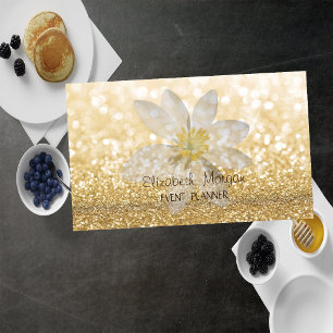 Carte De Visite Professional Modern Elegant Bokeh, White Daisy