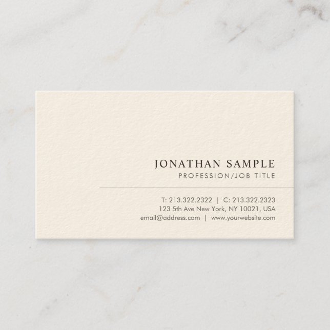Carte De Visite Professional Modern Elegant Minimalist Template (Devant)