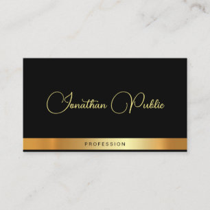 Carte De Visite Professional Modern Elegant Script Name Black Gold