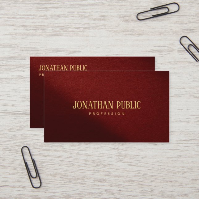 Carte De Visite Professional Modern Elegant Template Gold Text (Devant/Arrière en situation)