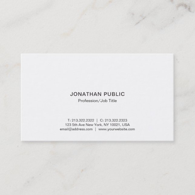 Carte De Visite Professional Modern Elegant White Simple Company (Devant)