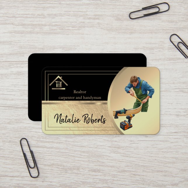 Carte De Visite Professional Modern Home Repair Handyman (Devant/Arrière en situation)