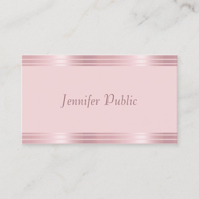 Carte De Visite Professional Modern manuscrit Script Rose Gold (Devant)
