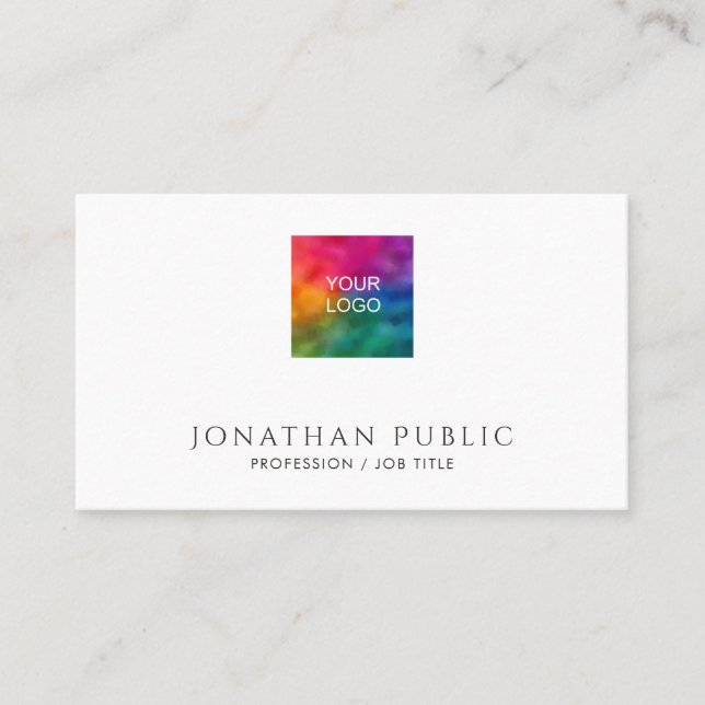 Carte De Visite Professional Modern Minimalist Upload Your Logo to (Devant)