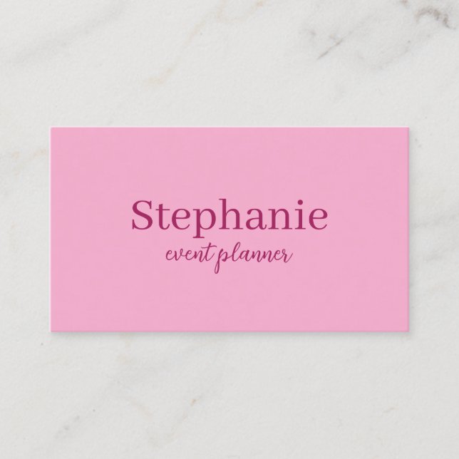 Carte De Visite Professional Modern Pink Elegant Trendy Girly (Devant)