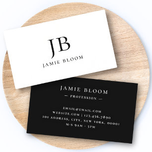 Carte De Visite Professional Modern Simple Monogramme Nom initial