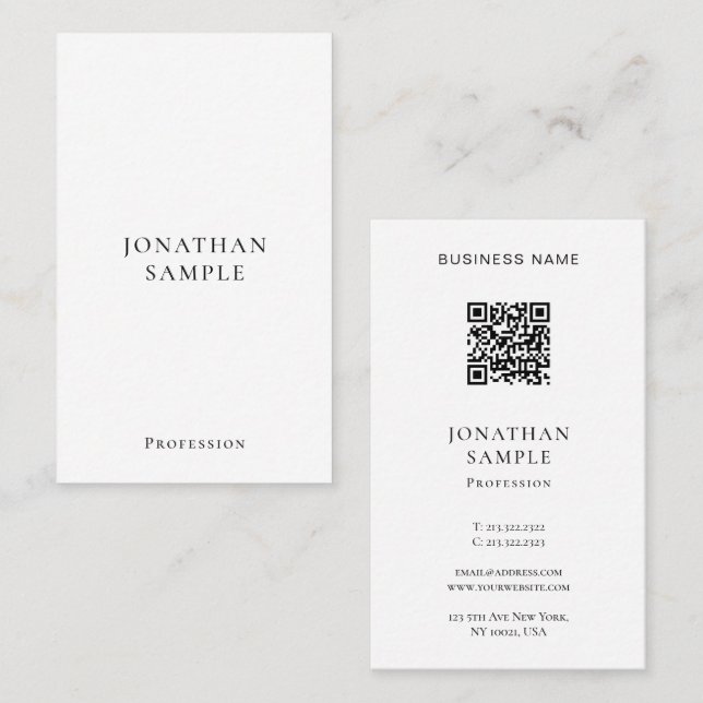 Carte De Visite Professional Modern Simple Template Vertical (Devant / Derrière)