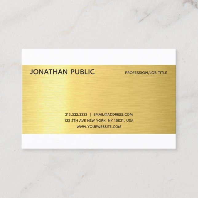 Carte De Visite Professional Moderne Elegant Gold Effet Plain Luxe (Devant)