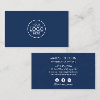 Carte De Visite Professional Navi Blue Add your Logo