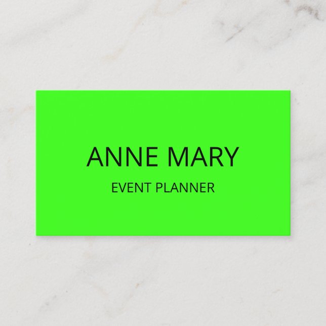 Carte De Visite Professional Neon Green Elegant Colorful Bright (Devant)