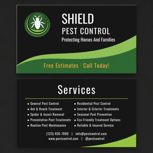 Carte De Visite Professional Pest Control Service Company (Créateur téléchargé)