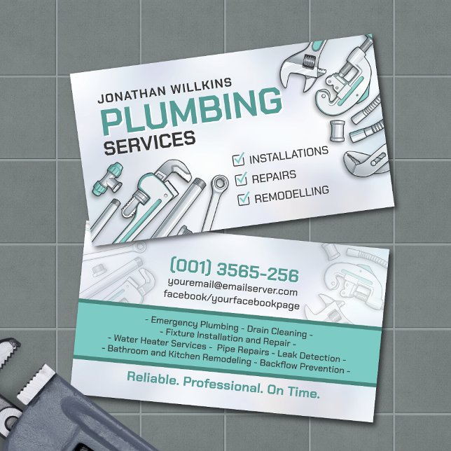 Carte De Visite Professional Plumbing Services  (Créateur téléchargé)
