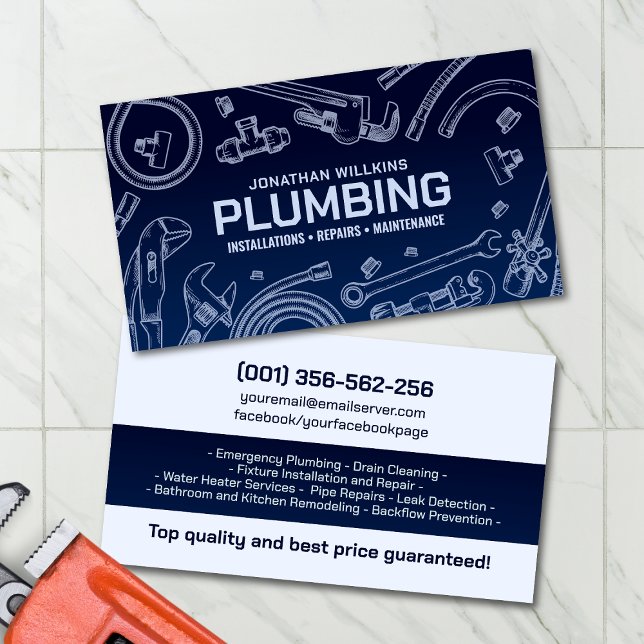 Carte De Visite Professional Plumbing Services  (Créateur téléchargé)