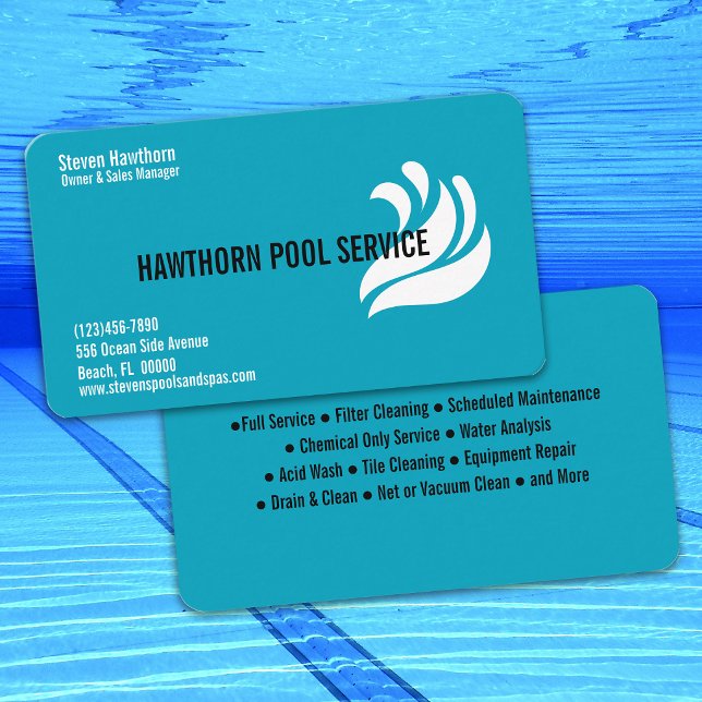 Carte De Visite Professional Pool Cleaning and Service (Créateur téléchargé)