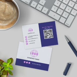 Carte De Visite Professional Purple ajoutez votre logo QR Code