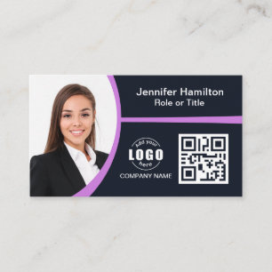 Carte De Visite Professional Purple ajoutez votre logo QR Code