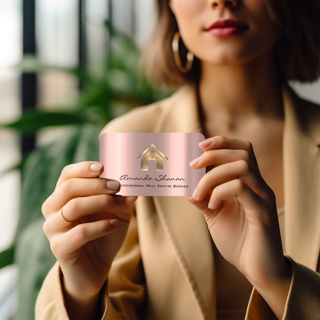 Carte De Visite Professional Real Estate Broker Agent Rose Gold (Luxury Real Estate Rose Gold Business Card FlorenceK Studio )