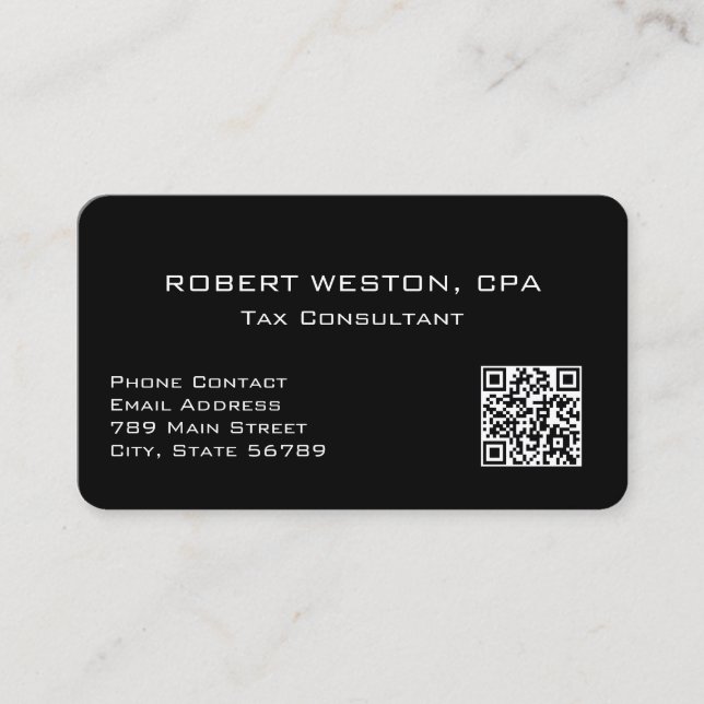 Carte De Visite Professional Tax Accountant Editable QR Code (Devant)