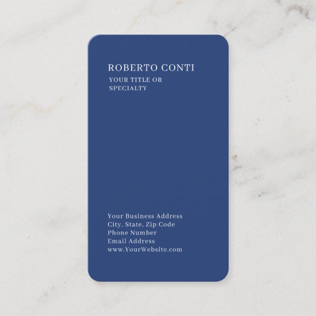Carte De Visite Professional Unique Plain Minimalist Blue (Devant)