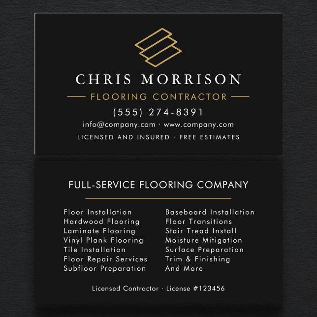 Carte De Visite Professional Wood Flooring Contractor (Créateur téléchargé)