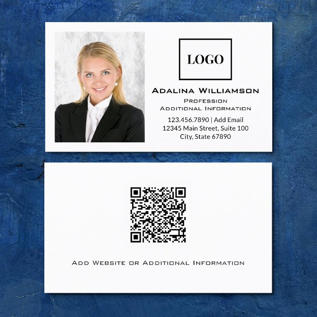 Carte De Visite Professionnel Ajouter logo photo QR Code (Créateur téléchargé)