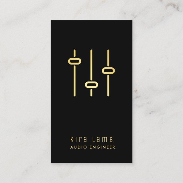 Carte De Visite Professionnel Audio Engineer Black And Gold  (Devant)
