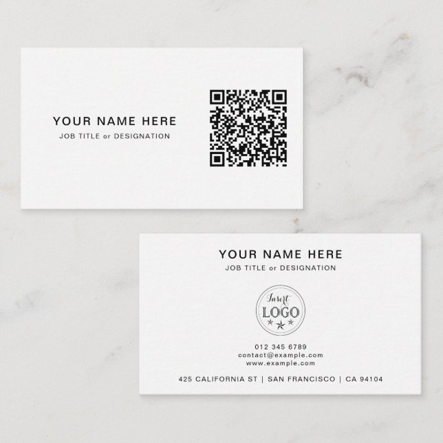 Carte de visite professionnel avec code et logo QR (Devant / Derrière)