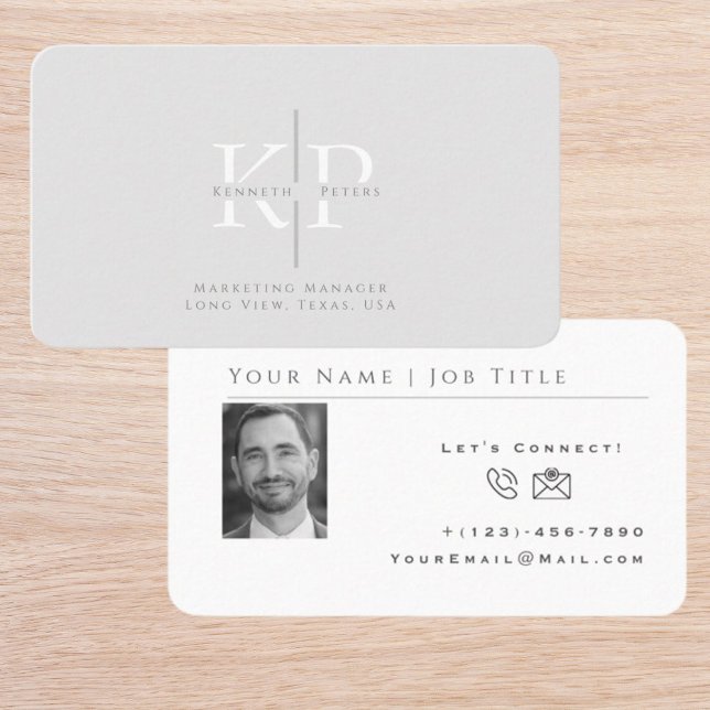 Carte de visite professionnel avec Initiales et Ph (Business Card Template)