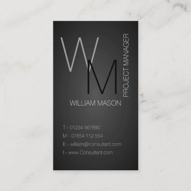 Carte de visite professionnel Black / Grey Slate (Devant)